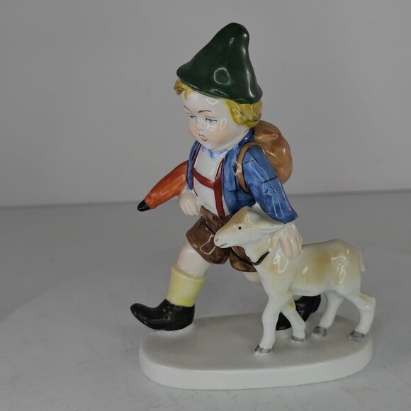 Vintage Germany Figurine Boy Walking His Goat Porcelain Collectible #8153 - Picture 2 of 8